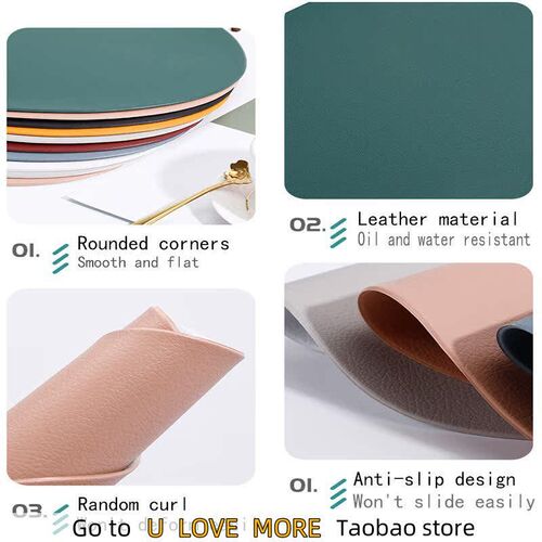 1Pcs PU Leather Placemats for Table Waterproof Non-Slip Tabl