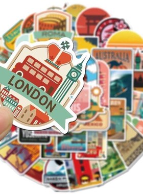 50PCS New Global Travel City Landscape Stickers Decal Vinyl