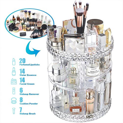 Rotating Makeup Organizer Spinning Skincare Storage Carousel