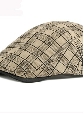 HT3013 Beret Men Women Spring Summer Hat Vintage Plaid Ivy N