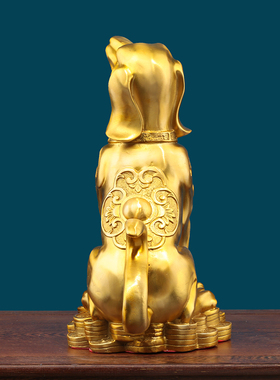 纯黄铜狗摆件西北缺角生肖狗补角坐地生财家居客厅看门狗工艺品