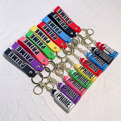 Cartoon Prime Hydration Drink Keychain For Women Soft Rubber