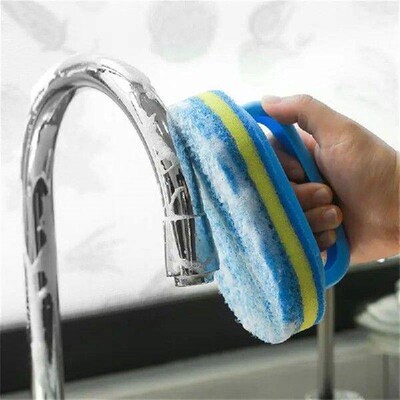Blue PP Plastic Handheld Sponge Kitchen Cleaning Bathtub