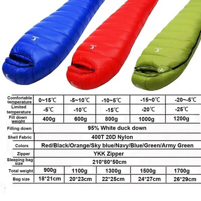 Winter Sleeping Bag Down Outdoor Camping Portable Comforter