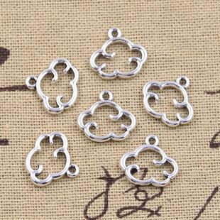 30pcs Charms Floating Clouds 13x15mm Antique Silver Color Pe