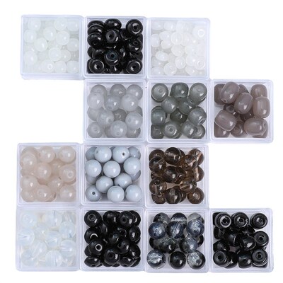 Marble Glass Beads 15 Color Black White Bracelet Necklace