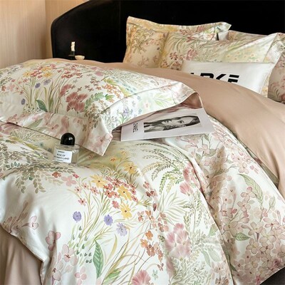 All-cotton 4pc bedding set sheet quilt blanket duvet cover