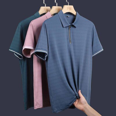 Middle-aged and Elderly Summer Short-sleeved Ice Silk T-shir