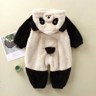 Baby Winter Romper Fleece Cartoon Panda Bunny Hooded Jumpsui