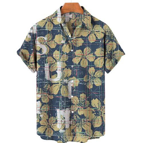 Casual Shirts For Men Korean Fashion Flower White Costumes O