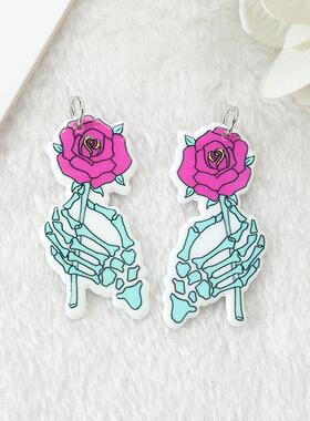 10Pcs Pastel Goth Charms Skull Rose Buttock Creepy Acrylic J