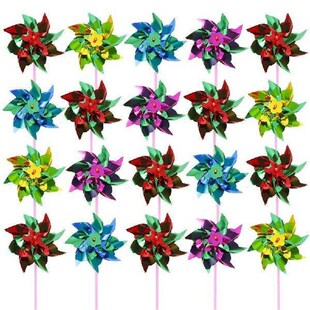50pcs Bird Repeller Pinwheels Mixed Color Reflective