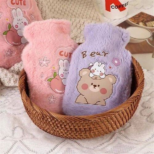 500ML Soft Plush Hot Water Bottle Winter Hand Warmer Cute