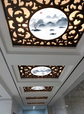 吊顶镂空花格雕花板隔断装饰通花中式客厅过道背景墙欧式屏风PVC