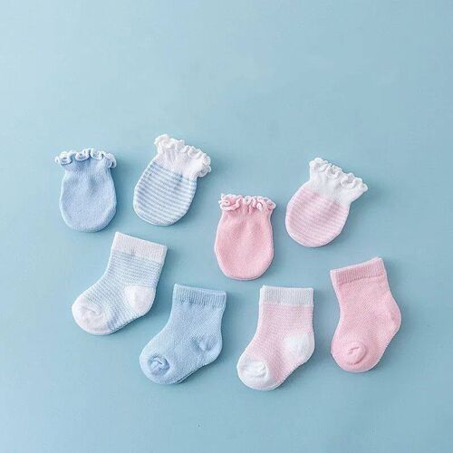 4 Pairs Baby Socks with Anti-scratch Gloves Kids Baby Newbor