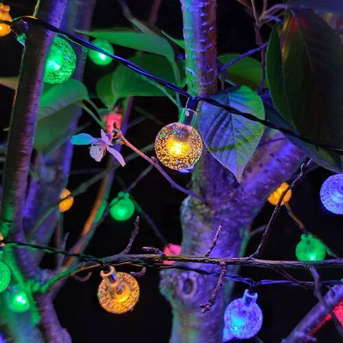 Solar Bubble Balls Lamp String Lights Outdoor Water Drops Ou