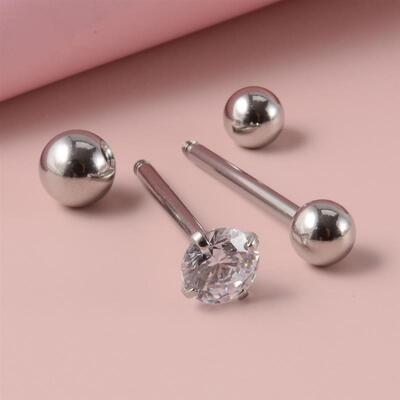 2PCS Anti-Allergy Surgical Steel  Prong Zircon Tongue Barbel