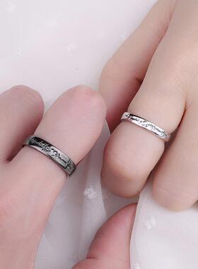 2pcs Fashion Couple Ring Set Minimalist ECG Wings Zircon Adj