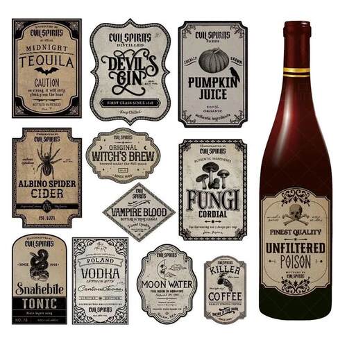 Halloween Wine Bottle ers Bar Beverage Bottle Label Horror A
