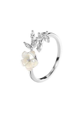 Leaf Flower Ring Womens Cold Style 2025 Fashionable Individu