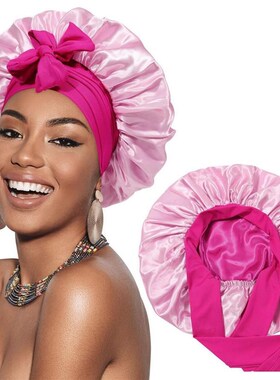 silk hair bonnet Satin Bonnets Cap Night Sleep Hat Hair Bon