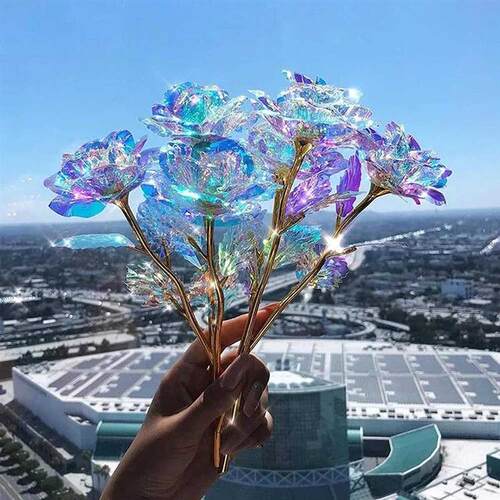 Valentines Day Mothers Day Gift  Foil Plated Roses Artific