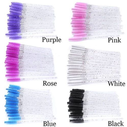 50Pcs Makeup brushes Disposable Crystal Eyebrow brush Diamon