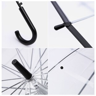 long Clear with Windproof handle透明伞长柄 umbrella