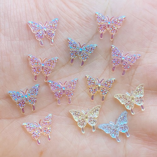 100Pcs New Cute Mini Shiny Little Butterfly Resin Figurine C