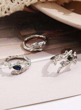 Womens Vintage Rings女士复古戒指刻花指环时尚轻奢个性指环