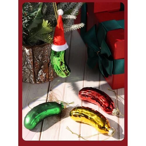 Glass Cucumber Pendant Christmas ree Hanging Ornament Orname