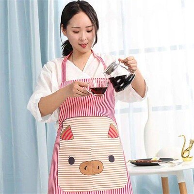 Cute Pink Pig Piggy Apron Adjustable Bib Aprons With Pocket