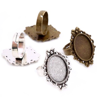 Ft 13x18mm 5pcs Bronze and ntque Slver Plated Colors Oval dj