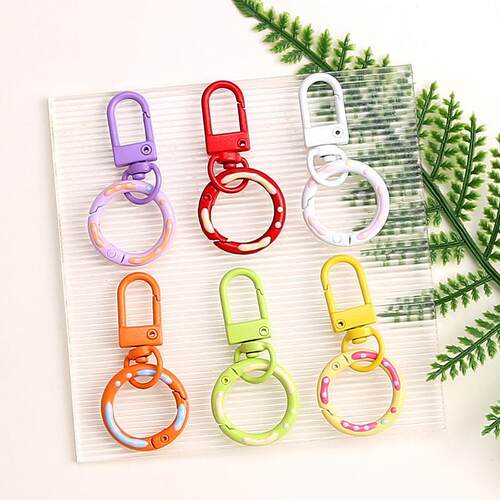 Candy-colored spring clip donut DIY material keychain ring d