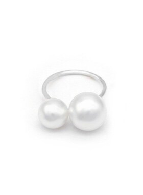 J588 J588 Korean Ring Double Pearl Open Ring Minimalist Exag