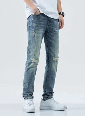 Casual Washed Distessed Ripped  Mens Steet Ansika Loose Dis