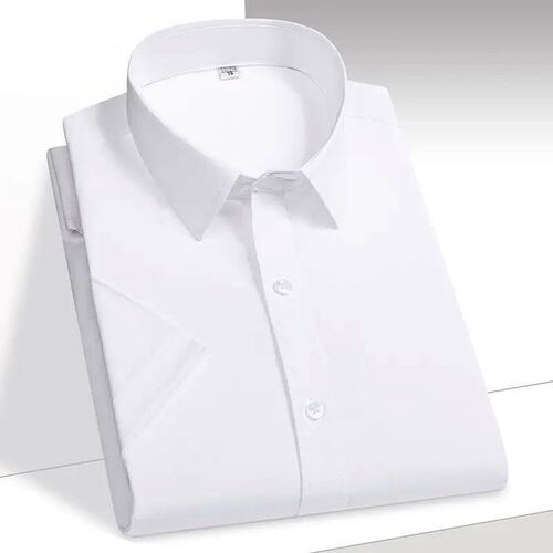 Mens Shirt Short Sleeve Solid Bamboo Fiber Shirt Easy Care F