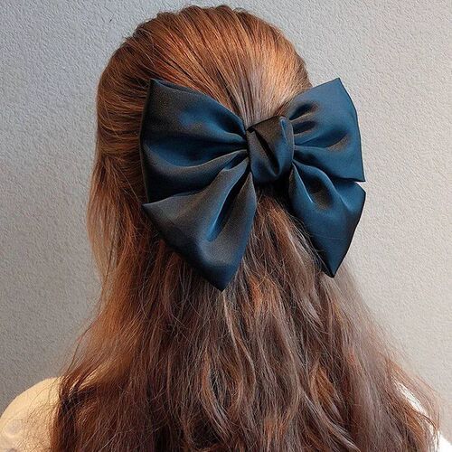 Large Silk Bows Elastic Hair Bands Ties big Solid Rubber Ban