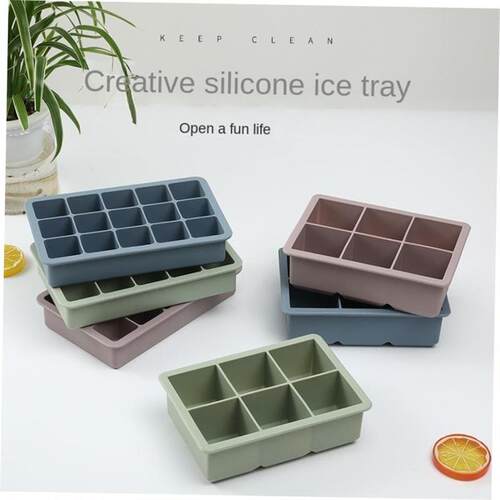 Silicone Ice Cube Mold 3 Color Big Grid Ice Cube Maker Flexi