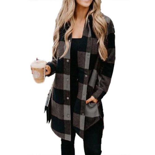 long Blouse Tops For Women Shirts Clothes Shirt plaid winter