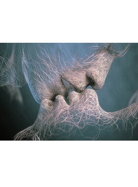 WHISM Non-woven Love Kiss Oil Painting Abstract Couple  Pain