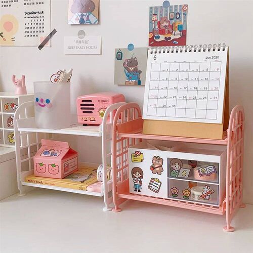New Kawaii Macaron Minimalist Desk Desktop Organizer Storage