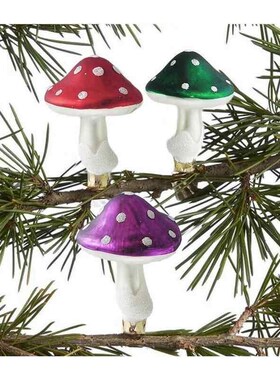 1Set Glass Mushroom Clip Christmas Tree Ornaments Decoration