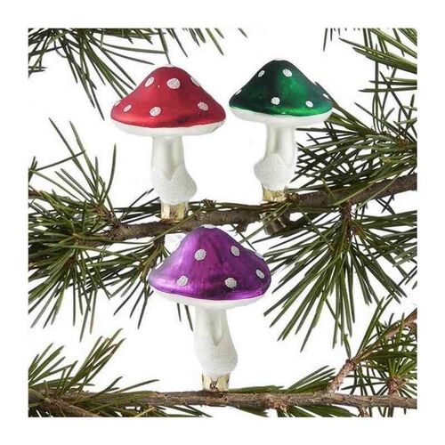 1Set Glass Mushroom Clip Christmas Tree Ornaments Decoration