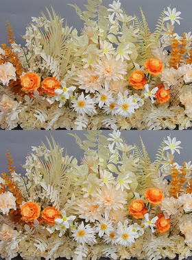 新款婚庆地排花蓝色仿真花婚礼假花舞t台路引花婚礼布置装饰花排