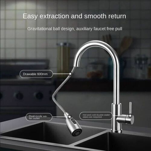 304 stainless steel Kitchen Faucet Single Hole Pull Out Spou