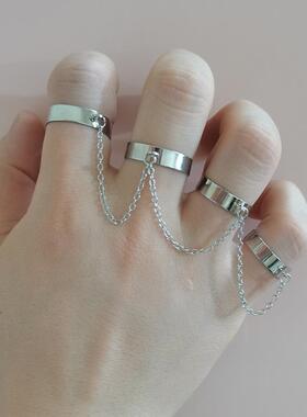 Punk Cool Hiphop Chain Rings Multi-layer Adjustable Open Fin