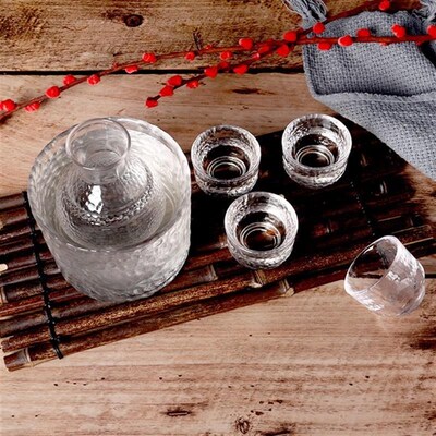 japanese one pot four cups sake wine cup glass wine set跨境
