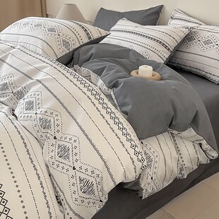 Cotton Sheet Cover sets Bed Quilt Striped Set Bedding Duvet