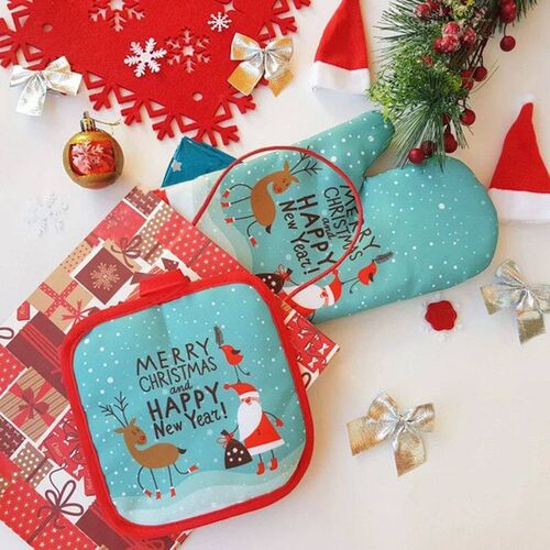 Christmas Microwave Glove Potholder Kitchen Anti-Hot Gloves